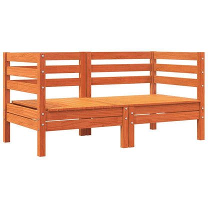 vidaXL Canapé d'angle de jardin avec coussins 2 pcs Marron ciré Bois de pin massif