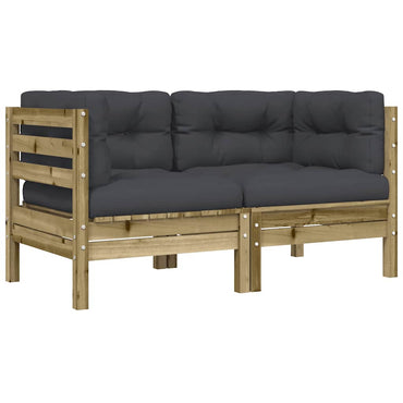 vidaXL Canapé d'angle de jardin avec coussins 2 pcs Bois de pin imprégné