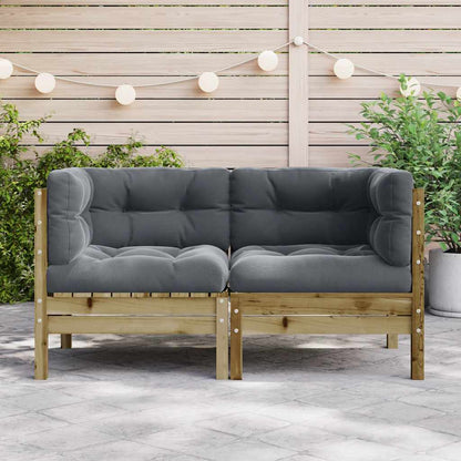 vidaXL Canapé d'angle de jardin avec coussins 2 pcs Bois de pin imprégné