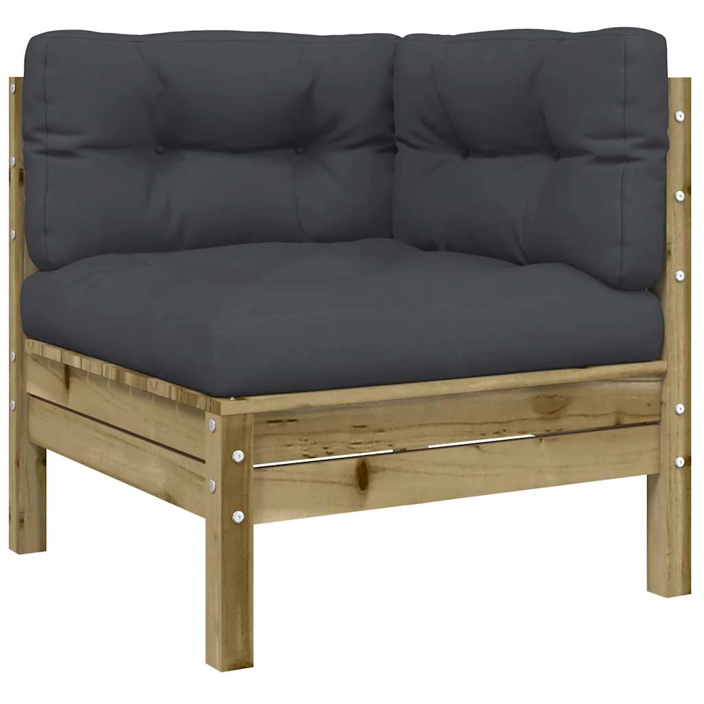 vidaXL Canapé d'angle de jardin avec coussins 2 pcs Bois de pin imprégné