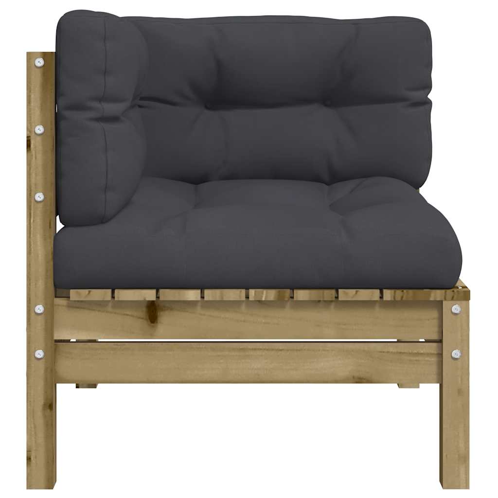 vidaXL Canapé d'angle de jardin avec coussins 2 pcs Bois de pin imprégné