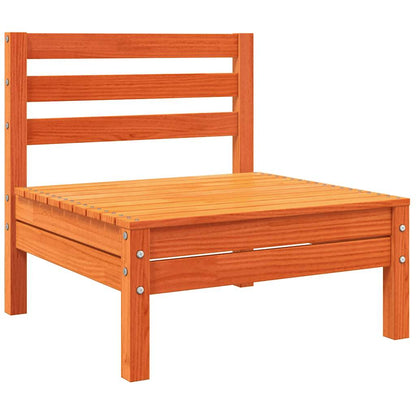 vidaXL Canapé de jardin sans accoudoirs avec coussins Marron cire Bois de pin