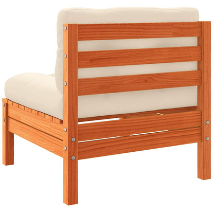 vidaXL Canapé de jardin sans accoudoirs avec coussins Marron cire Bois de pin