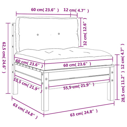 vidaXL Canapé de jardin sans accoudoirs avec coussins Marron cire Bois de pin