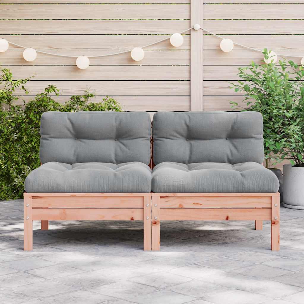 vidaXL Canapé de jardin sans accoudoirs avec coussins 2 pcs Bois de Douglas massif