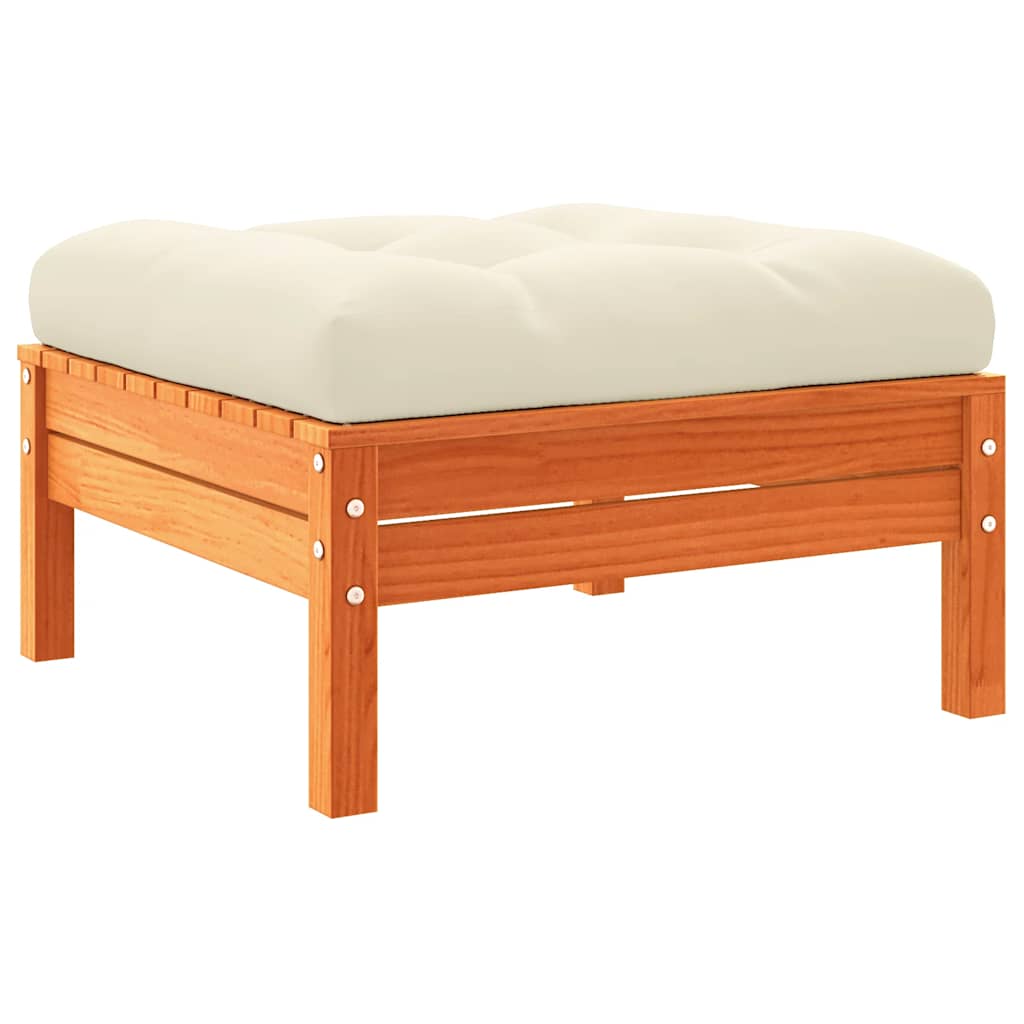 vidaXL Tabourets de jardin avec coussins 2 pcs Marron ciré Bois de pin massif