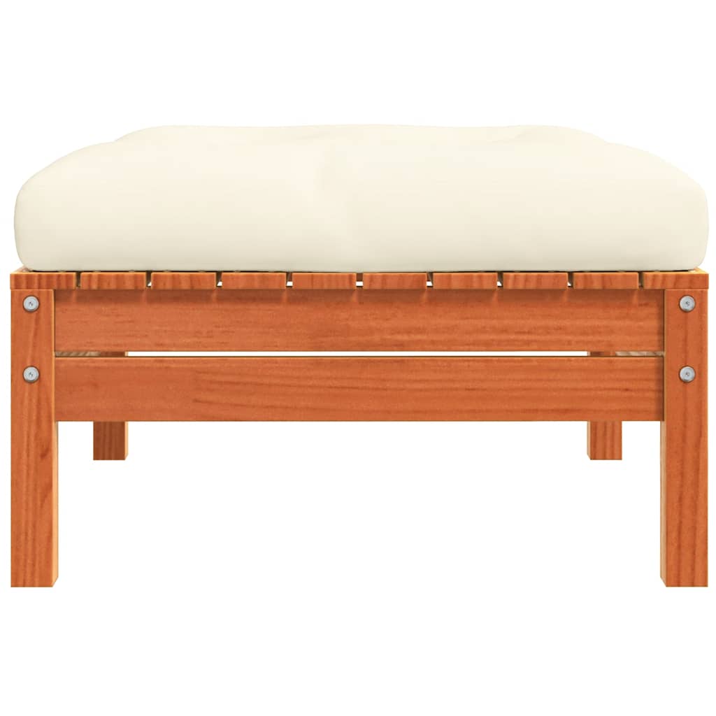 vidaXL Tabourets de jardin avec coussins 2 pcs Marron ciré Bois de pin massif