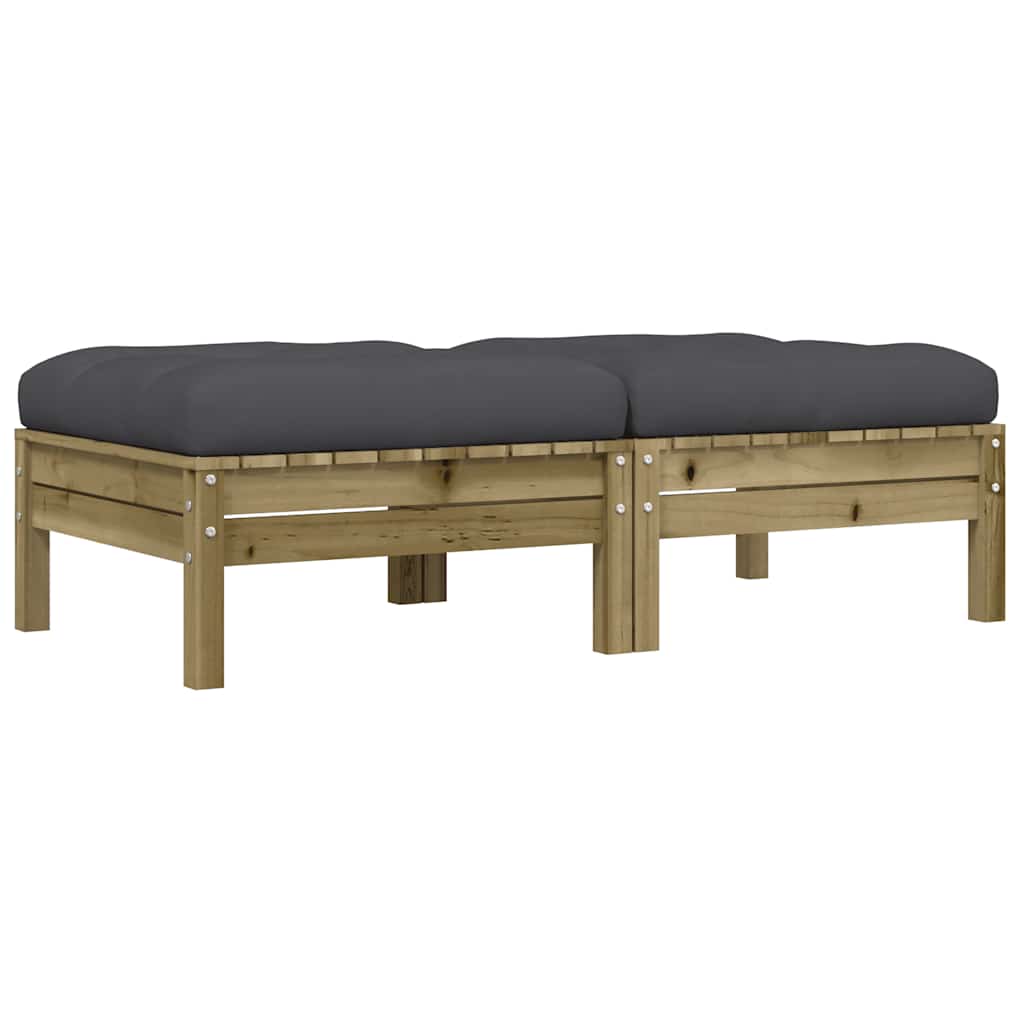 vidaXL Tabouret de jardin avec coussin 2 pcs Bois de pin Imprégné
