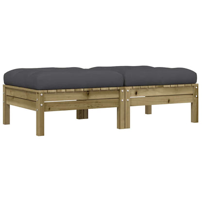 vidaXL Tabouret de jardin avec coussin 2 pcs Bois de pin Imprégné
