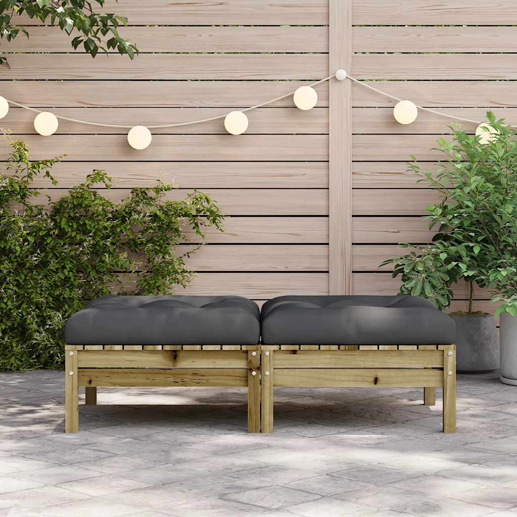 vidaXL Tabouret de jardin avec coussin 2 pcs Bois de pin Imprégné