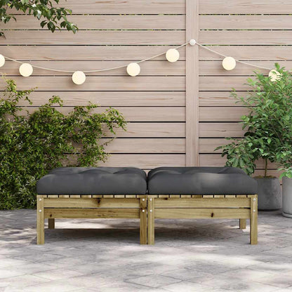 vidaXL Tabouret de jardin avec coussin 2 pcs Bois de pin Imprégné