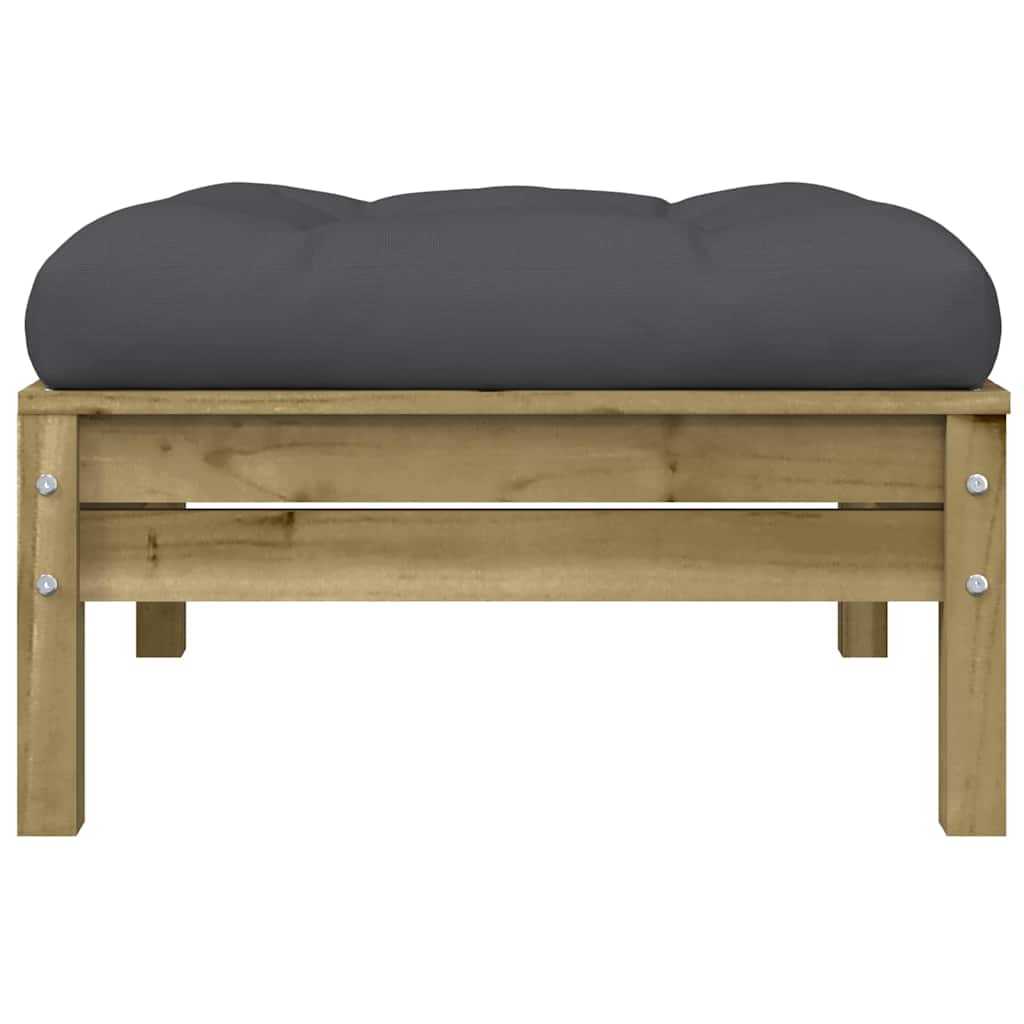 vidaXL Tabouret de jardin avec coussin 2 pcs Bois de pin Imprégné