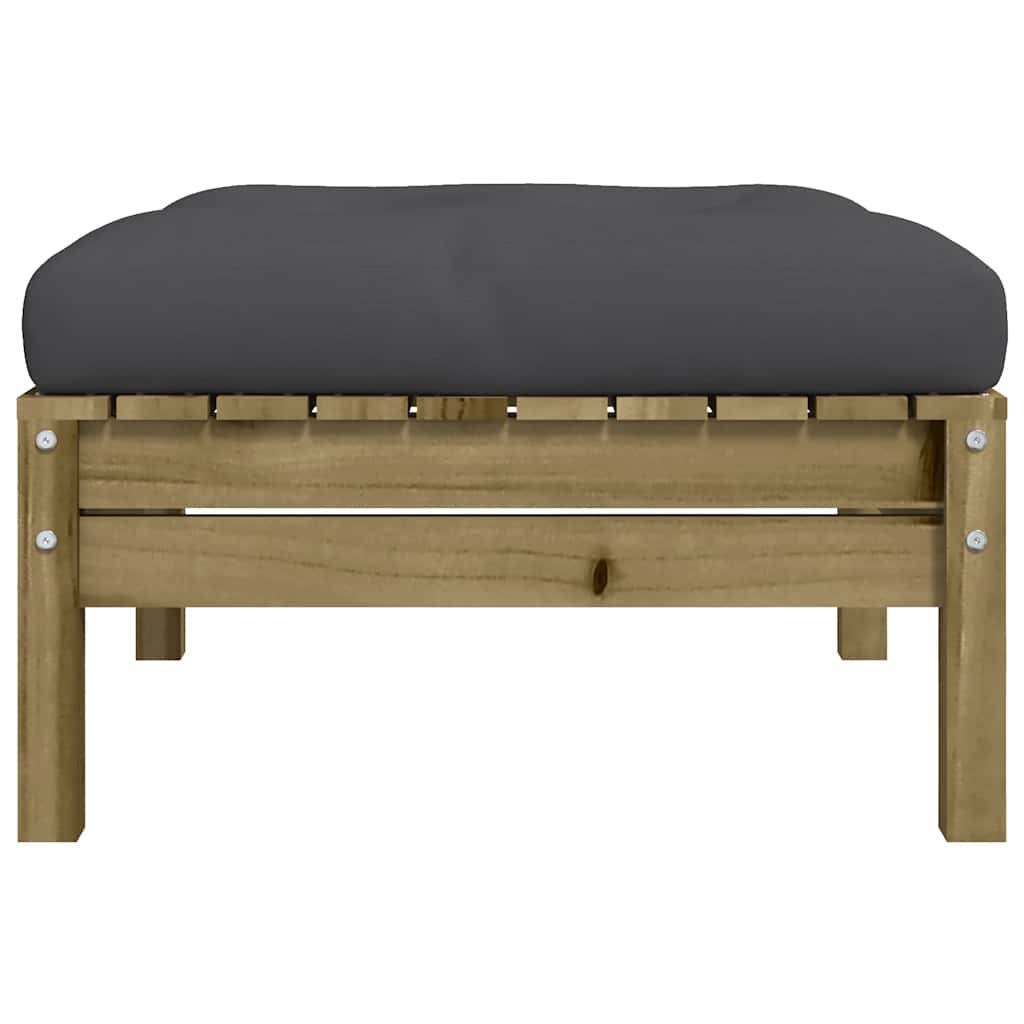 vidaXL Tabouret de jardin avec coussin 2 pcs Bois de pin Imprégné