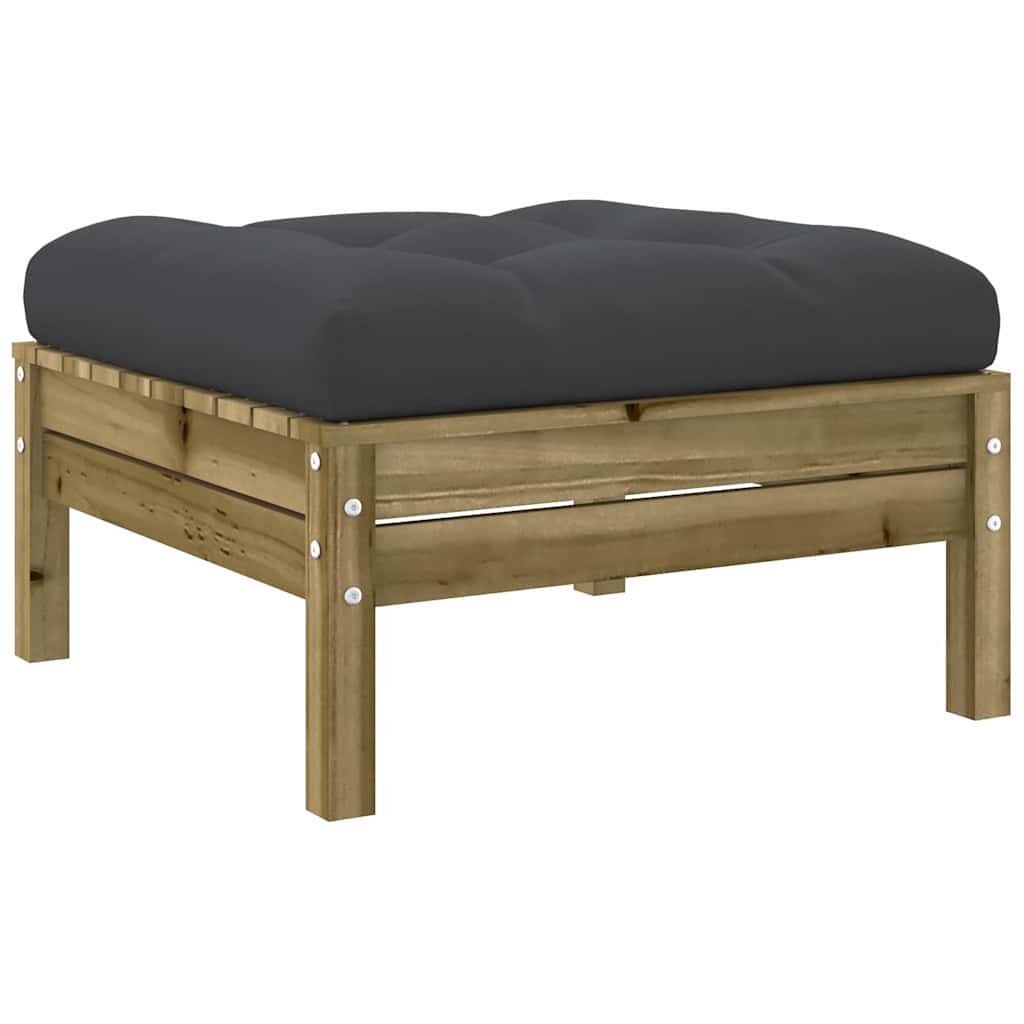 vidaXL Tabouret de jardin avec coussin 2 pcs Bois de pin Imprégné