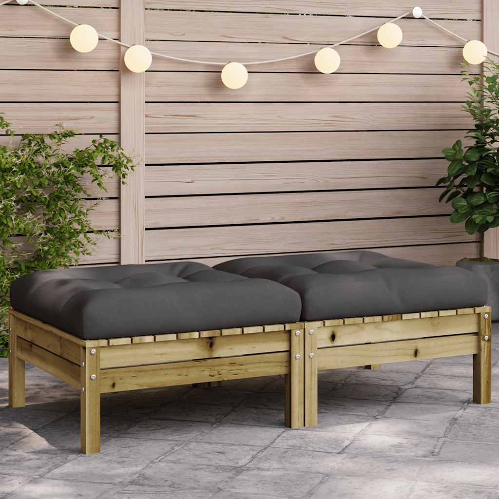 vidaXL Tabouret de jardin avec coussin 2 pcs Bois de pin Imprégné