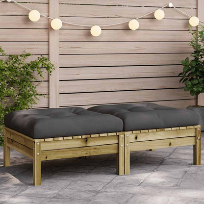 vidaXL Tabouret de jardin avec coussin 2 pcs Bois de pin Imprégné