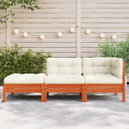 vidaXL Gartensofa mit Kissen und Hocker 3-Sitzer