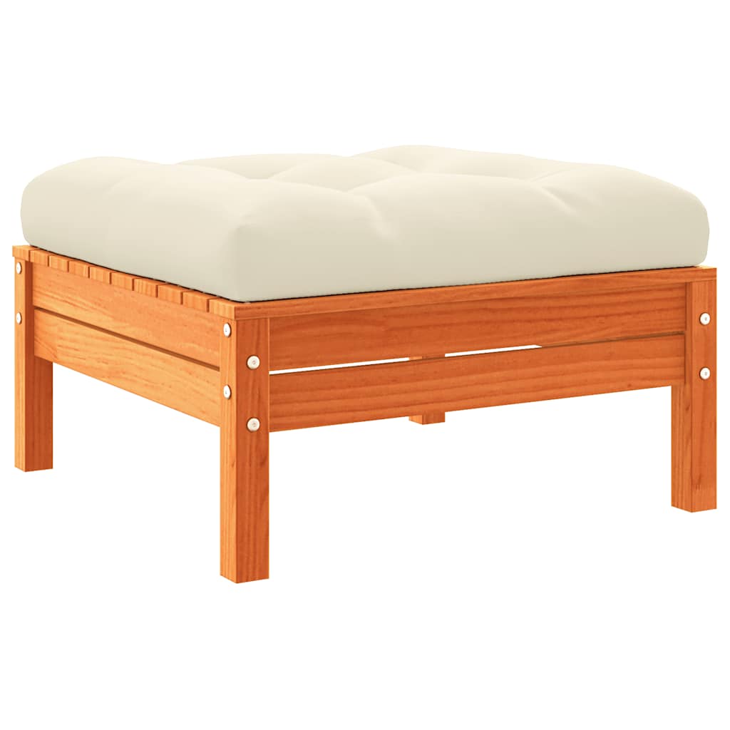 vidaXL Gartensofa mit Kissen und Hocker 3-Sitzer