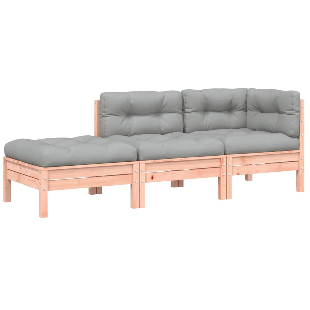 vidaXL Canapé de jardin 3 places avec coussins et pouf