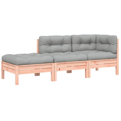 vidaXL Canapé de jardin 3 places avec coussins et pouf