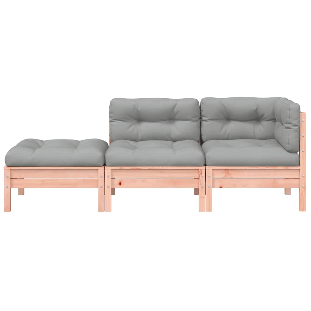 vidaXL Canapé de jardin 3 places avec coussins et pouf