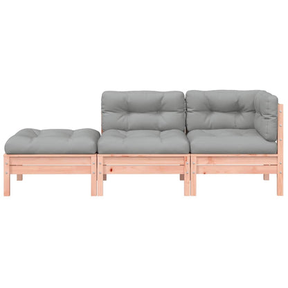 vidaXL Canapé de jardin 3 places avec coussins et pouf