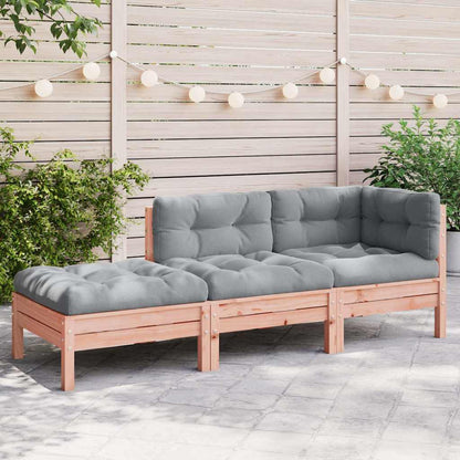 vidaXL Canapé de jardin 3 places avec coussins et pouf