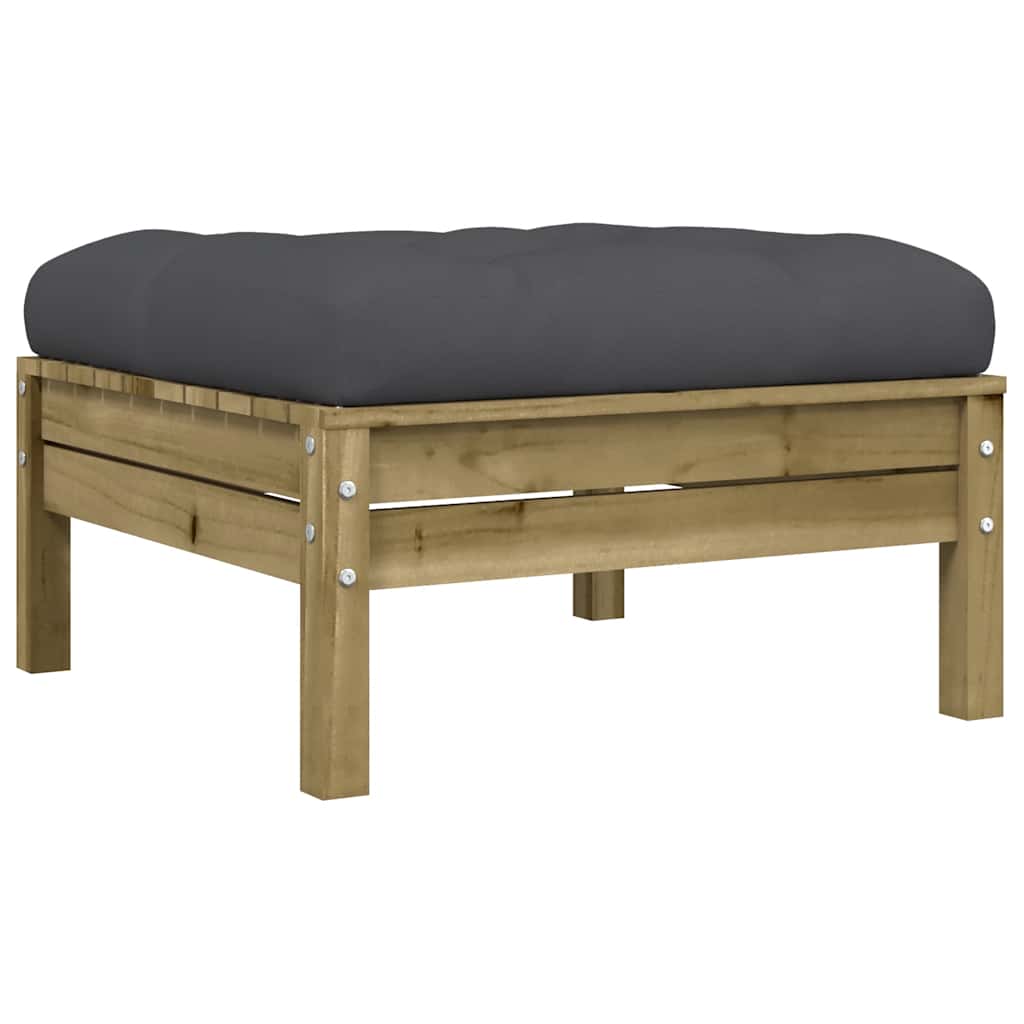 vidaXL Gartensofa mit Kissen und Hocker 3-Sitzer