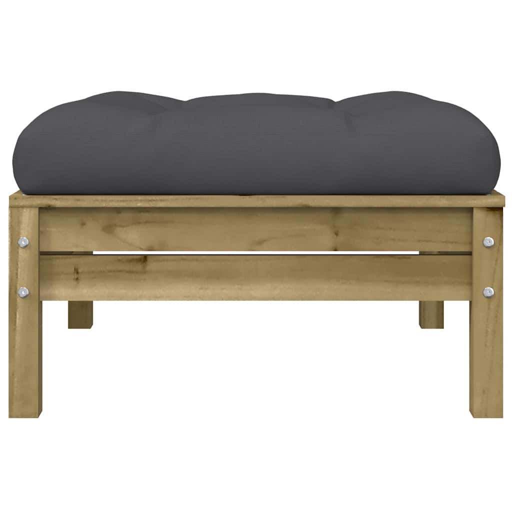 vidaXL Gartensofa mit Kissen und Hocker 3-Sitzer