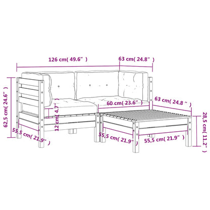 vidaXL Canapé de jardin 2 places avec coussins et pouf