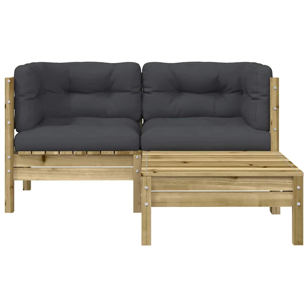 vidaXL Gartensofa mit Kissen und Hocker 2-Sitzer