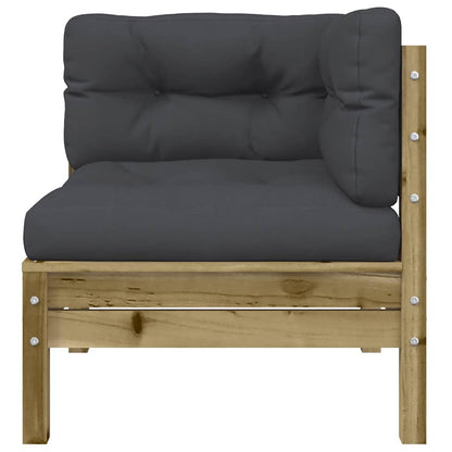 vidaXL Gartensofa mit Kissen und Hocker 2-Sitzer
