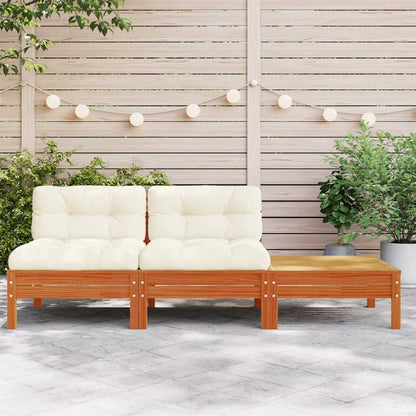 Gartensofa mit Kissen und Hocker 2-Sitzer