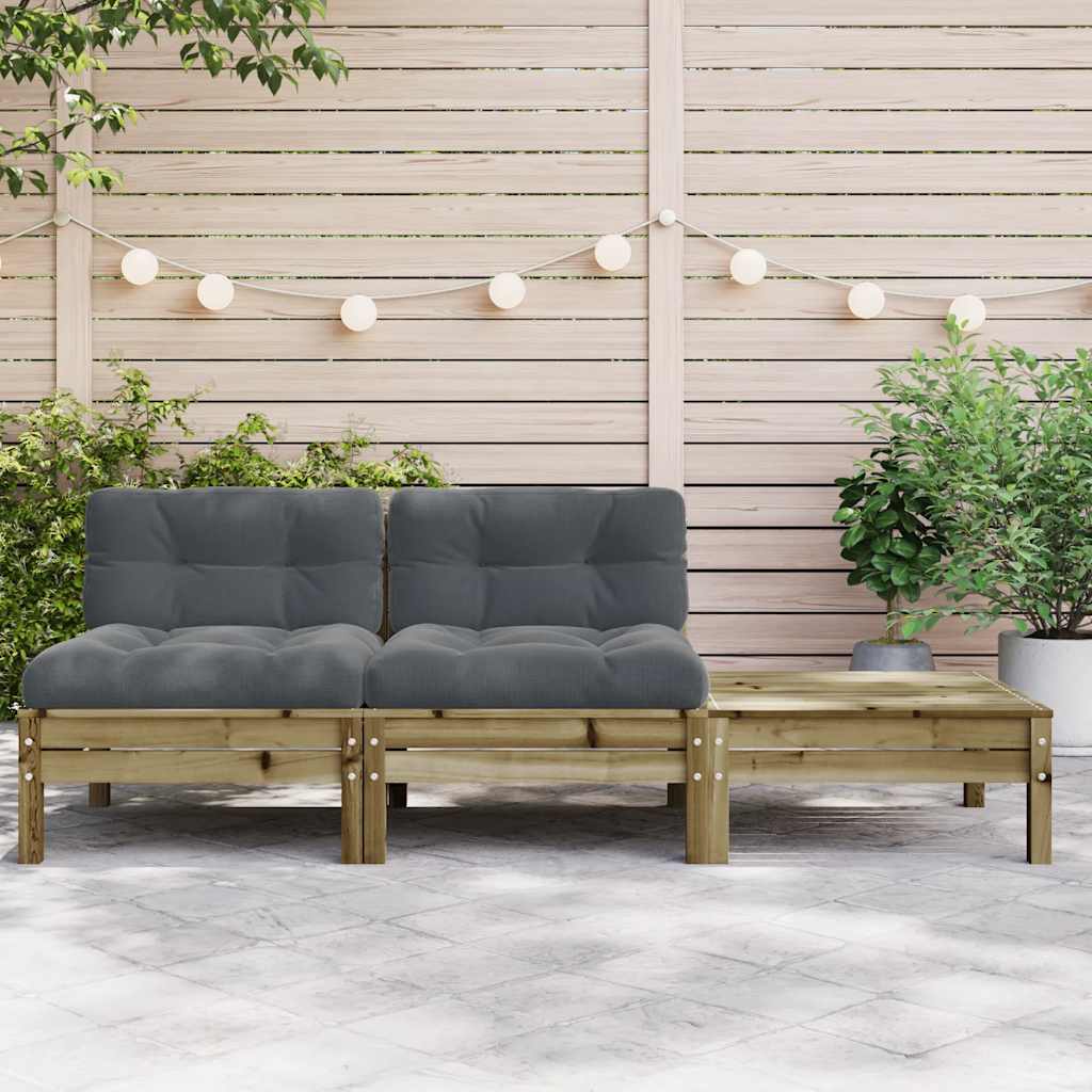 Gartensofa mit Kissen und Hocker 2-Sitzer
