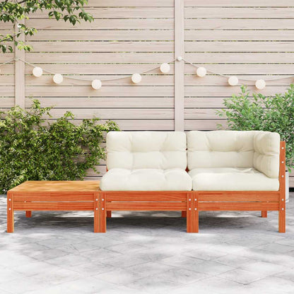 vidaXL Canapé de jardin avec coussins et repose-pieds Bois de pin massif