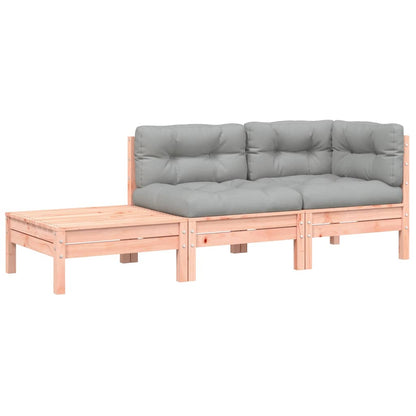 vidaXL Canapé de jardin avec coussins et pouf Douglas massif