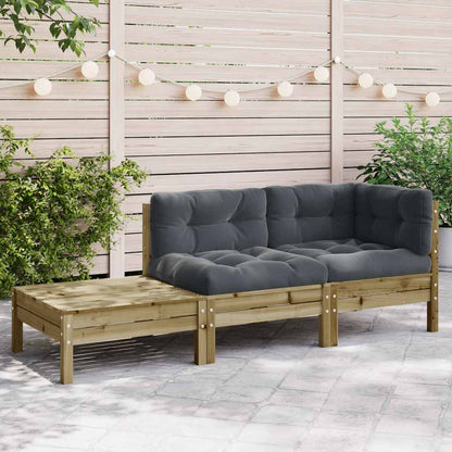 vidaXL Gartensofa mit Kissen und Fußhocker Kiefernholz Imprägniert