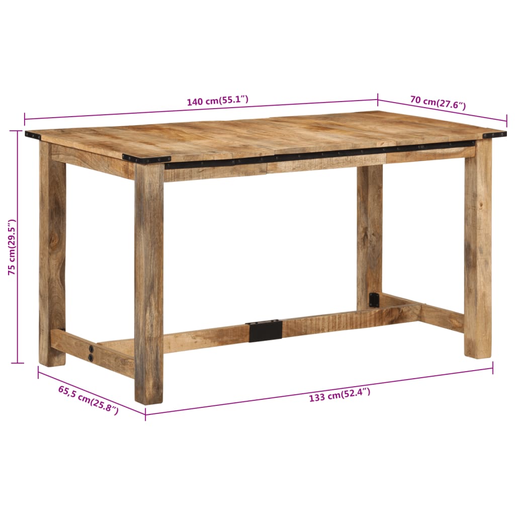 vidaXL Esstisch 140x70x75 cm Massivholz Mango