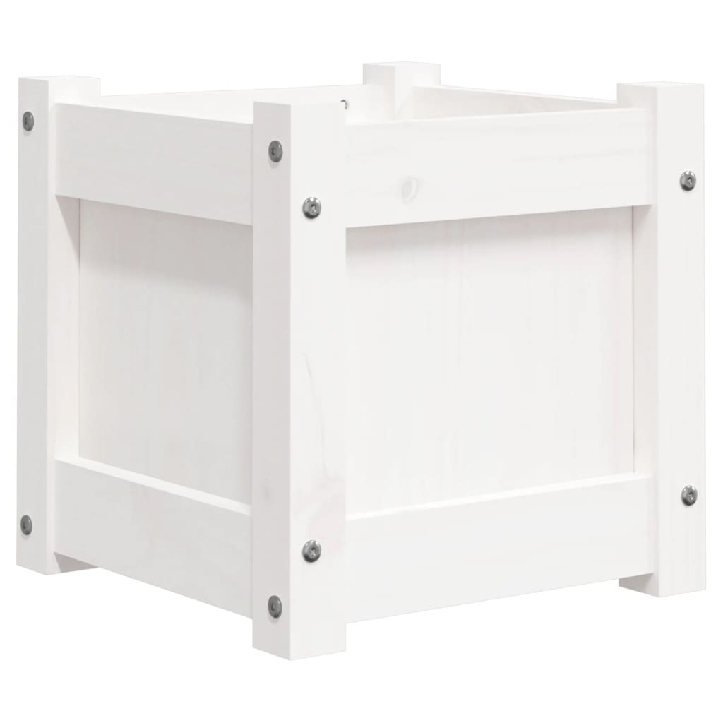 vidaXL Pflanzkübel Weiß 31x31x31 cm Massivholz Kiefer