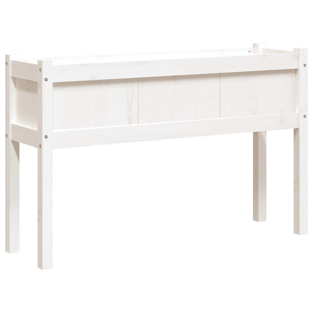 vidaXL Pflanzkübel mit Beinen Weiß 110x31x70 cm Massivholz Kiefer