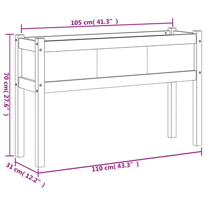 vidaXL Pflanzkübel mit Beinen Weiß 110x31x70 cm Massivholz Kiefer