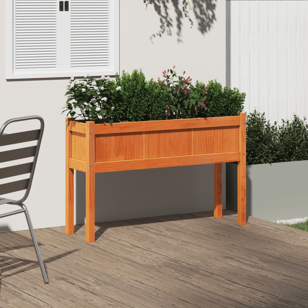 vidaXL Pflanzkübel mit Beinen Wachsbraun 110x31x70cm Massivholz Kiefer