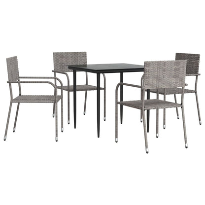 vidaXL Mobilier de salle à manger de jardin 5 pcs gris et noir résine tressée et acier