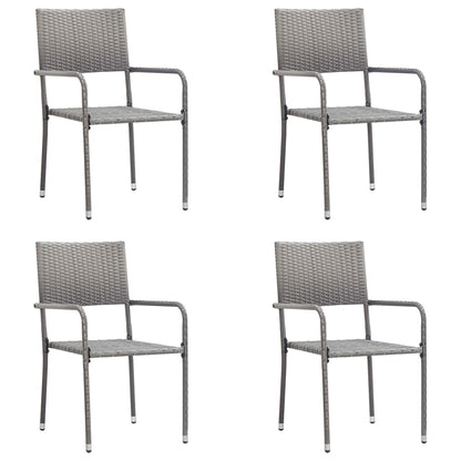 vidaXL Mobilier de salle à manger de jardin 5 pcs gris et noir résine tressée et acier