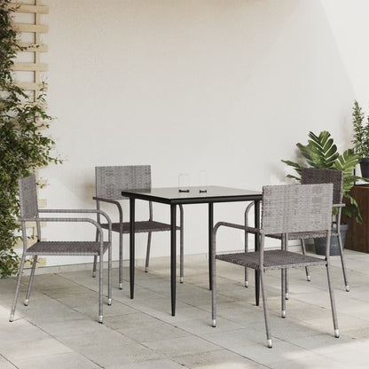 vidaXL Mobilier de salle à manger de jardin 5 pcs gris et noir résine tressée et acier