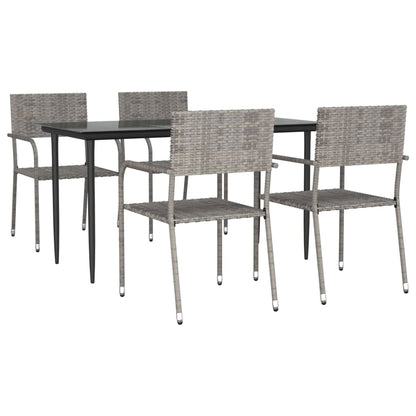 vidaXL 5-tlg. Garten-Essgruppe Grau und Schwarz Poly Rattan und Stahl