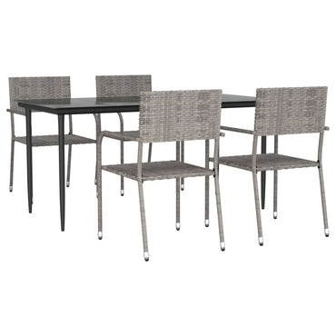 vidaXL 5-tlg. Garten-Essgruppe Grau und Schwarz Poly Rattan und Stahl