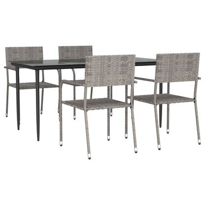vidaXL 5-tlg. Garten-Essgruppe Grau und Schwarz Poly Rattan und Stahl