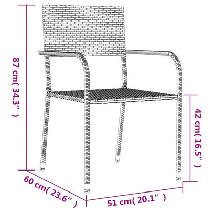 vidaXL 5-tlg. Garten-Essgruppe Grau und Schwarz Poly Rattan und Stahl