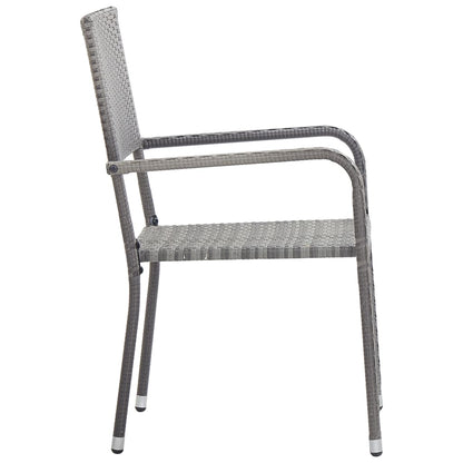 vidaXL 5-tlg. Garten-Essgruppe Grau und Schwarz Poly Rattan und Stahl